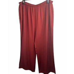 Diane Von Furstenberg Womens Red Elastic Waist Wide-Leg Pants Size Large